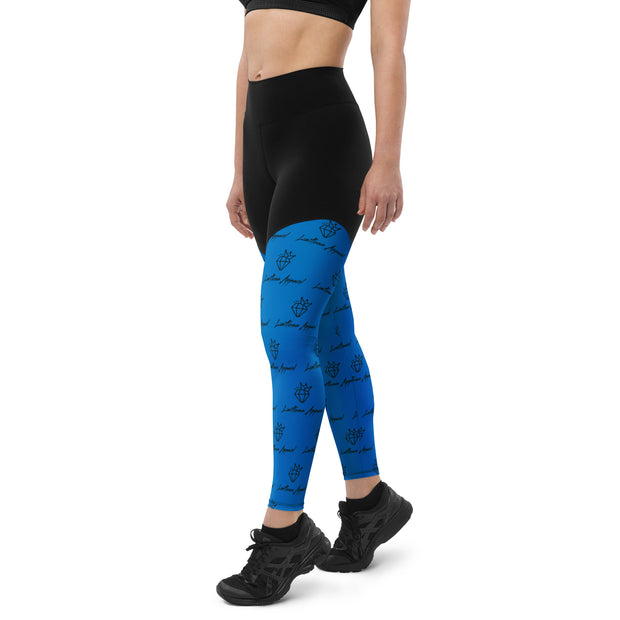 LA22 Patterned Sports Leggings Navy Blue