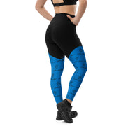 LA22 Patterned Sports Leggings Navy Blue