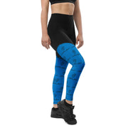 LA22 Patterned Sports Leggings Navy Blue